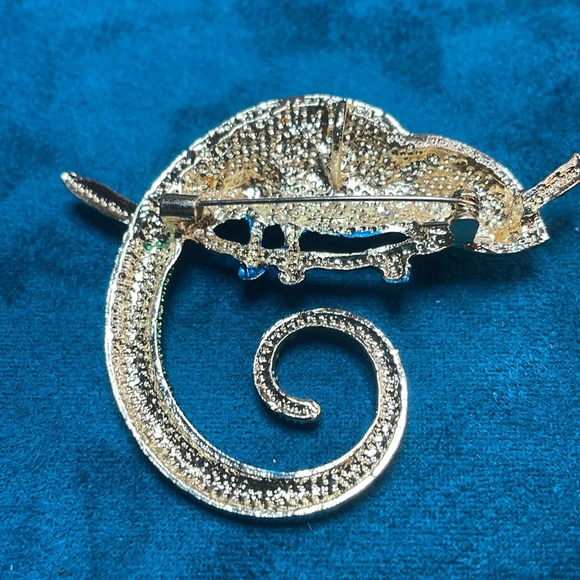 Colorful Rhinestone chameleon brooch - Picture 5 of 6